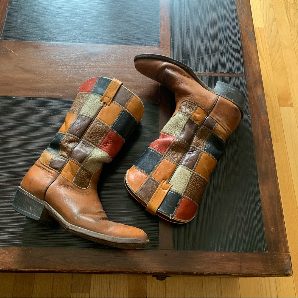 Vintage Acme Patchwork Leather Cowboy Boots W10